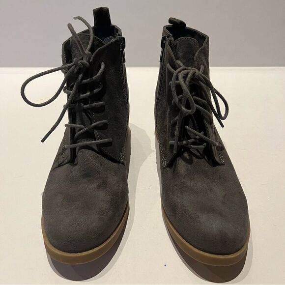 Carlos Women's Side Zip and Lace Up Ankle Boots Gray Size 7M - Picture 2 of 9